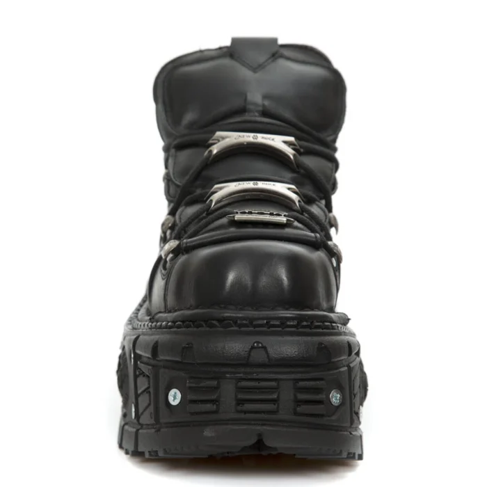 New Rock M-TANK106-C2 Unisex Black 100% Leather Goth Platform Space Shoes - Image 8