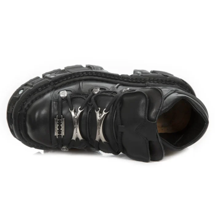 New Rock M-TANK106-C2 Unisex Black 100% Leather Goth Platform Space Shoes - Image 4