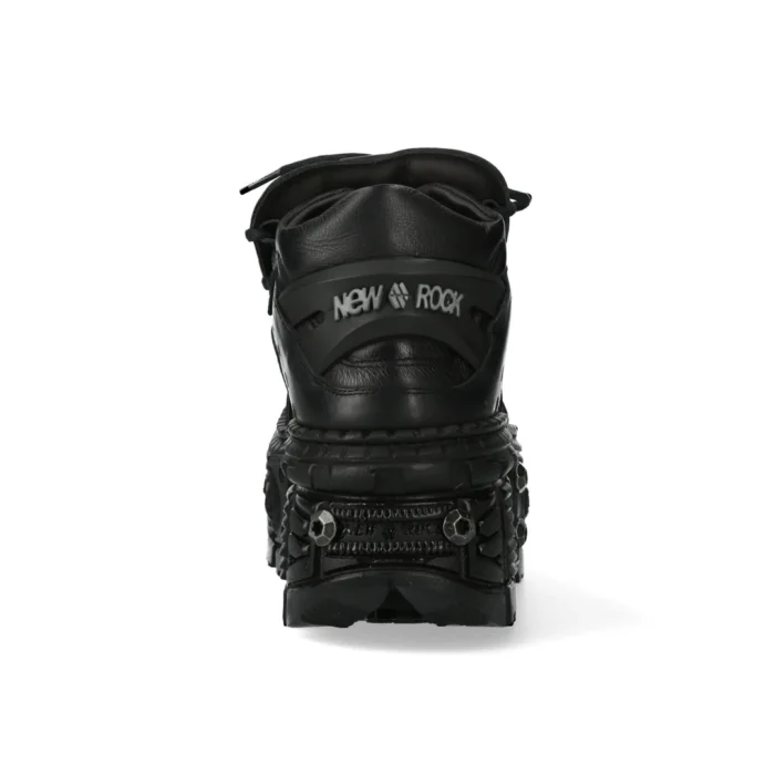 New Rock Boots WALL106-S25 Unisex Metallic Black Leather Platform Gothic Boots - Image 5