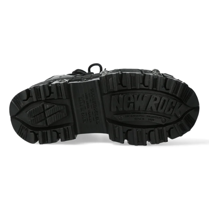 New Rock Boots WALL106-S25 Unisex Metallic Black Leather Platform Gothic Boots - Image 4