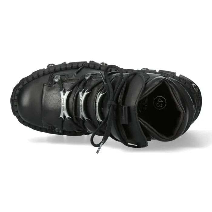 New Rock Boots WALL106-S25 Unisex Metallic Black Leather Platform Gothic Boots - Image 3