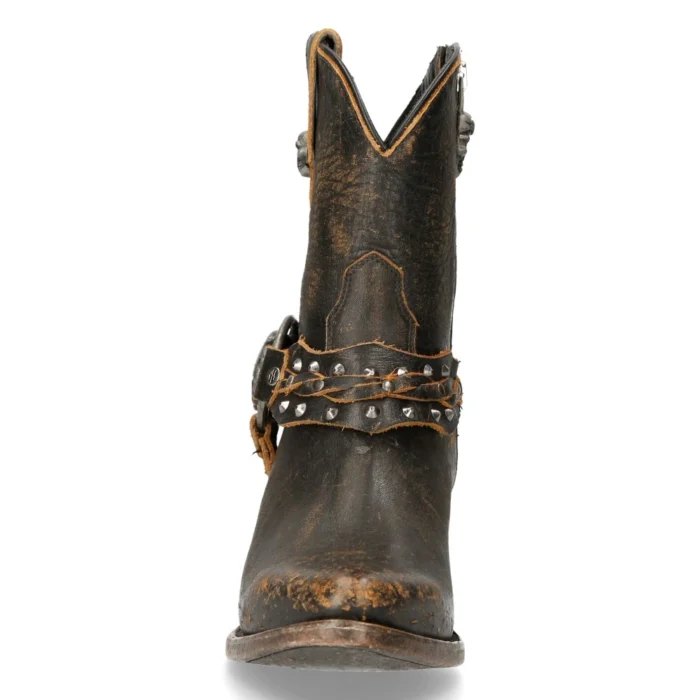 New Rock WSTM005-S2 Brown Leather Cowboy Western Pointed Boots Vintage - Image 8