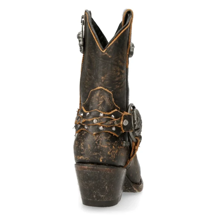 New Rock WSTM005-S2 Brown Leather Cowboy Western Pointed Boots Vintage - Image 6