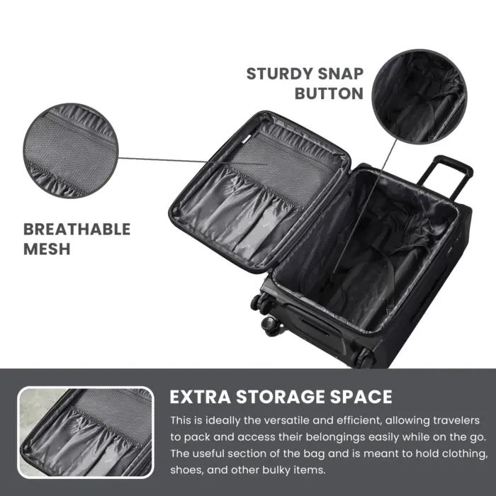Luggage Suitcase Travel Bag Carry On Hand Cabin Check in Lightweight Expandable 4 Spinner Wheels Trolley Set | Parker - Image 9