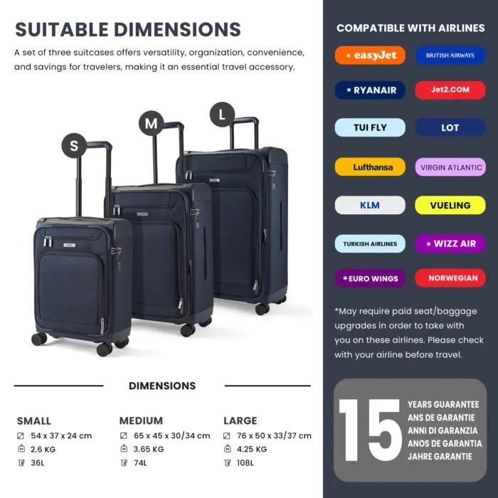 Luggage Suitcase Travel Bag Carry On Hand Cabin Check in Lightweight Expandable 4 Spinner Wheels Trolley Set | Parker - Image 31