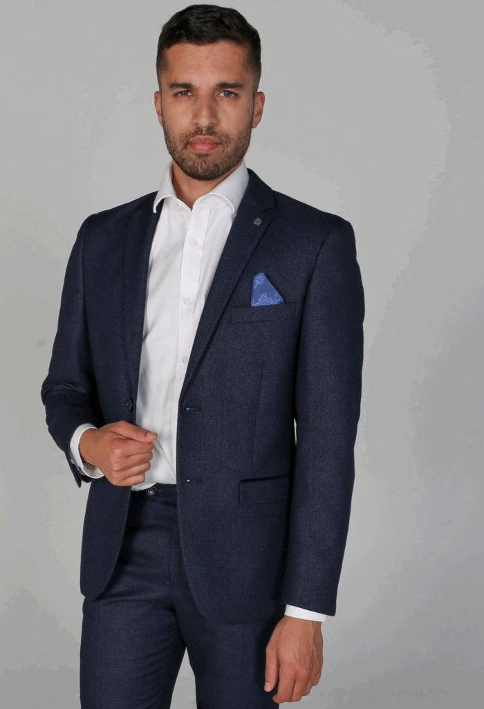 Arthur - Men's Birdseye Navy Formal Blazer - Image 1