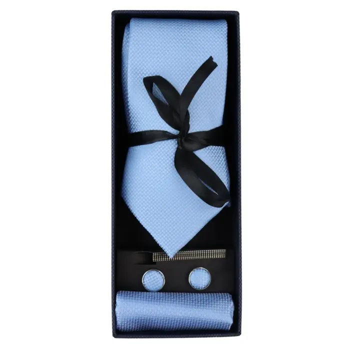 Diamond Neck Tie Gift Set Pocket Square Cuff Links Pin Tie For Shirt Satin - Image 3