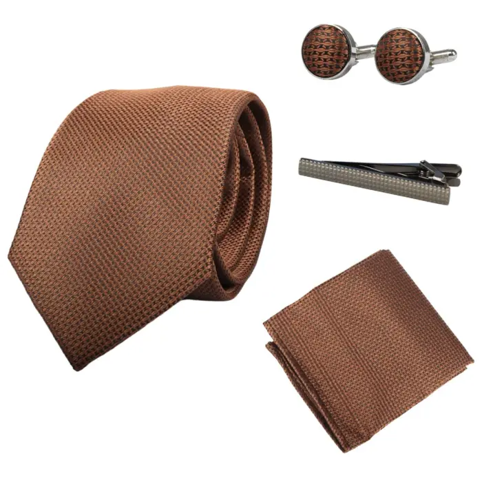 Diamond Neck Tie Gift Set Pocket Square Cuff Links Pin Tie For Shirt Satin - Image 4