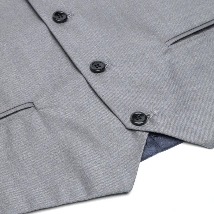 Boys 3 Piece Light Grey Suit Classic Wedding Party Vintage Christening - Image 3