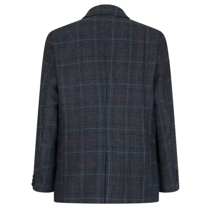 Boys Navy Blue 3 Piece Tweed Suit Herringbone Wine Vintage Retro - Image 8