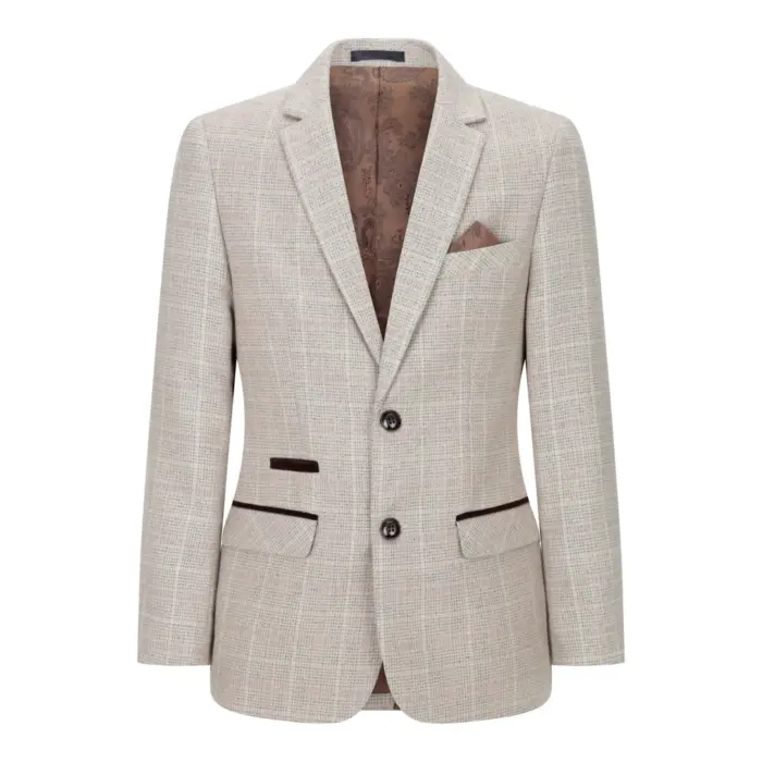 Boys Check Tweed Beige Brown 3 Piece Suit Wedding Vintage Retro Classic - Image 9