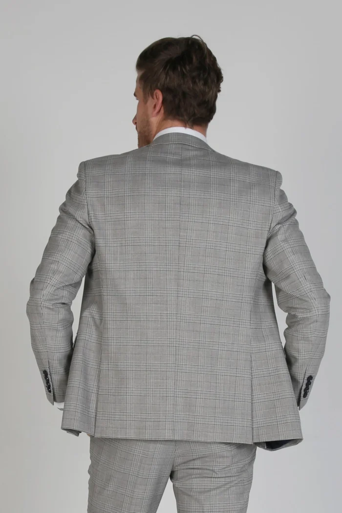 Hugo - Men's Check Grey Blazer Bussiness Office Wear - Image 3