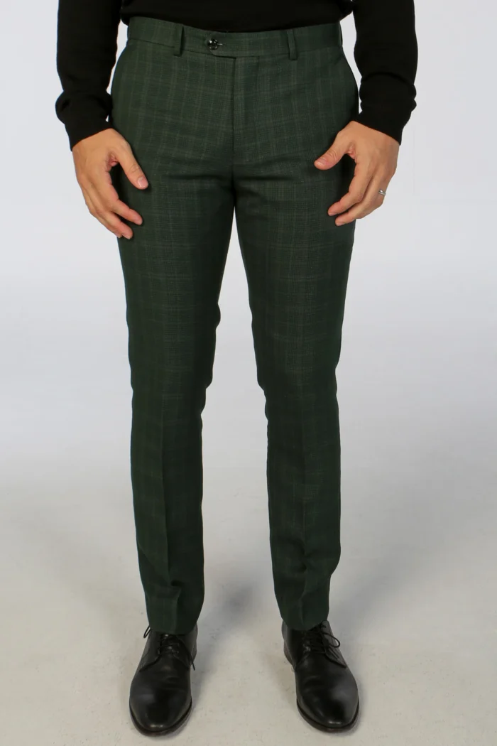 Men's Suit Green 3 Piece Checked Tailored Fit Formal Dress - Image 7