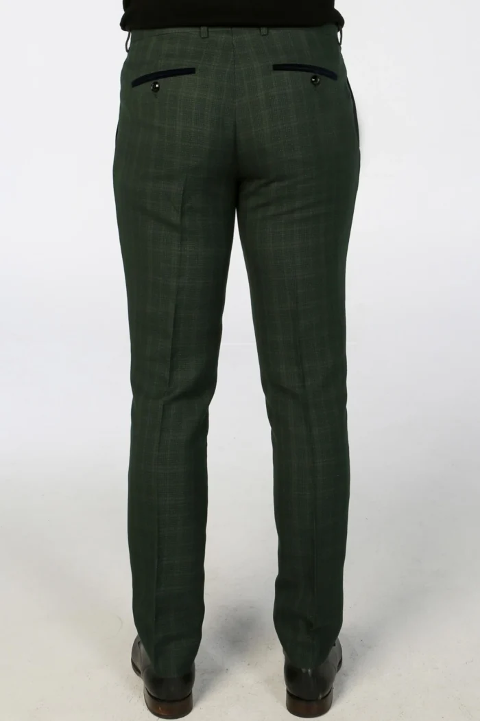 Men's Suit Green 3 Piece Checked Tailored Fit Formal Dress - Image 8