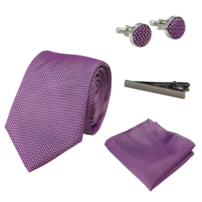 Diamond Neck Tie Gift Set Pocket Square Cuff Links Pin Tie For Shirt Satin - Image 7