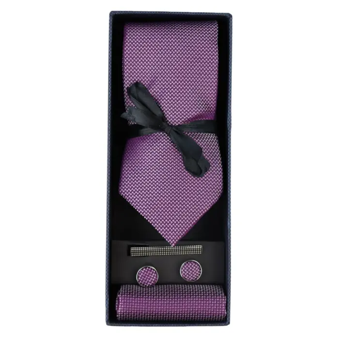 Diamond Neck Tie Gift Set Pocket Square Cuff Links Pin Tie For Shirt Satin - Image 9