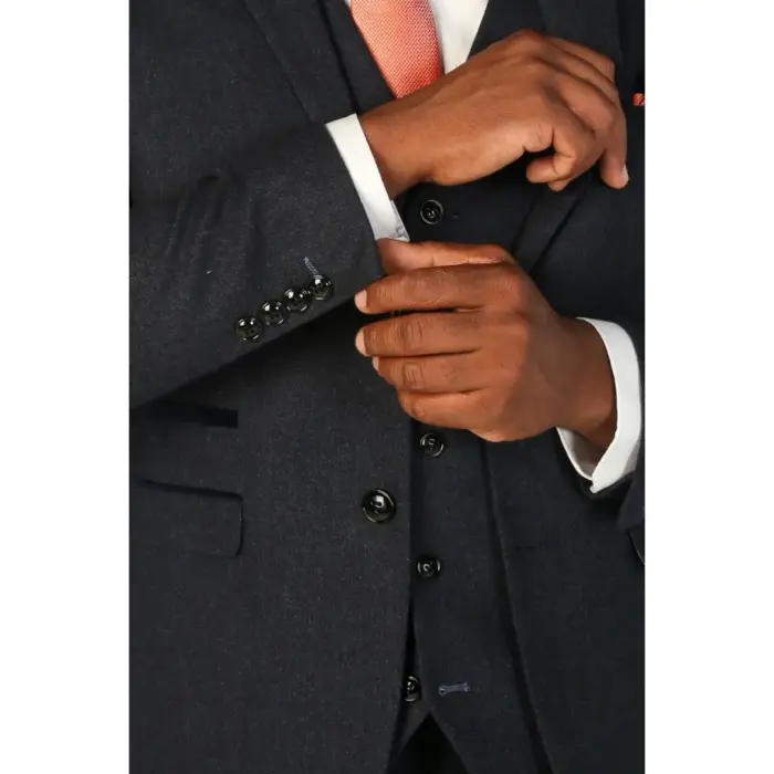 Men's Blazer Navy Blue Wool Blend Tweed Sport Coat Tailored Fit - Image 2