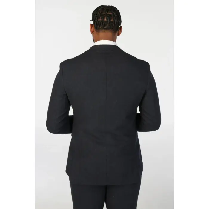 Men's Blazer Navy Blue Wool Blend Tweed Sport Coat Tailored Fit - Image 3