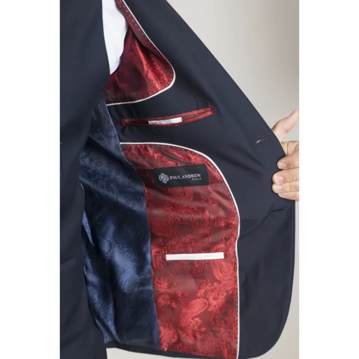 Men's Suit Navy Blue 3 Piece Tailored Fit Formal Dress - Image 6
