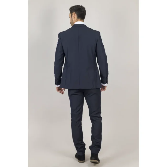 Men's Suit Navy Blue 3 Piece Tailored Fit Formal Dress - Image 9