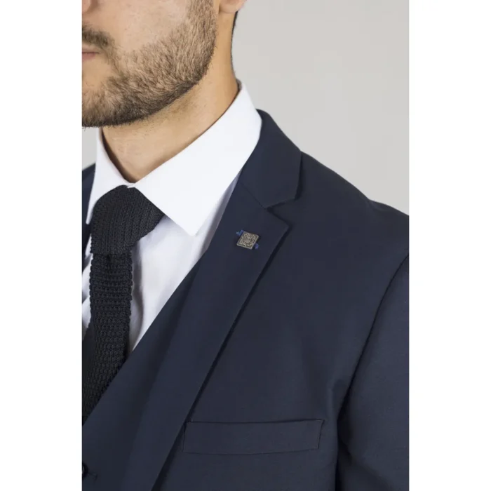 Men's Suit Navy Blue 3 Piece Tailored Fit Formal Dress - Image 5