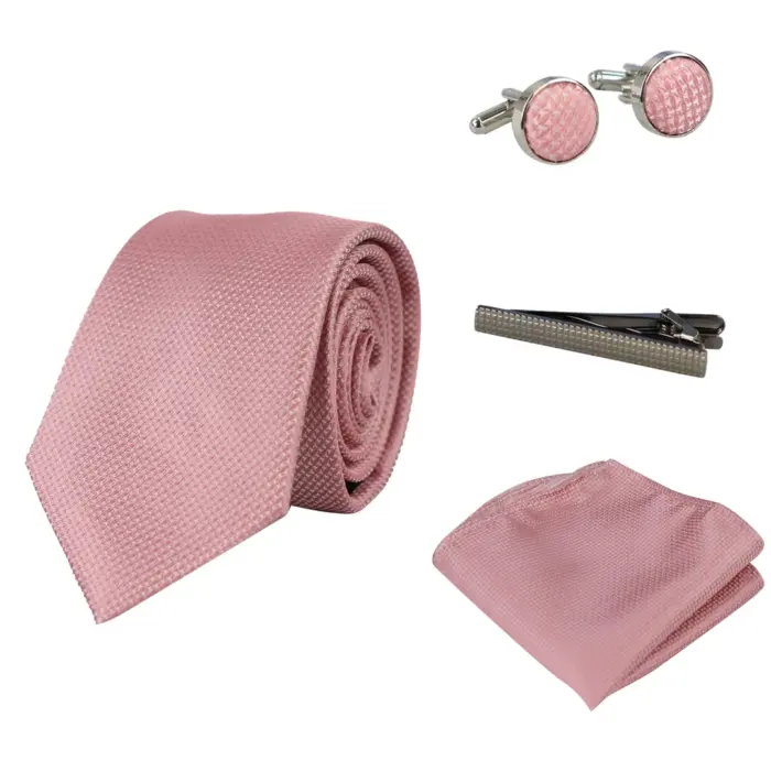 Diamond Neck Tie Gift Set Pocket Square Cuff Links Pin Tie For Shirt Satin - Image 13