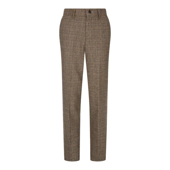 Boys 3 Piece Brown Suit Tweed Check Vintage Retro Tailored Fit 1920s - Image 9