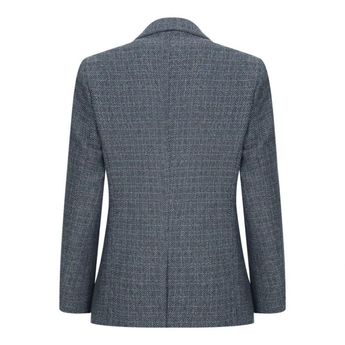 Boys 3 Piece Suit Navy Blue Tweed Check Vintage Retro Tailored Fit 1920s - Image 5