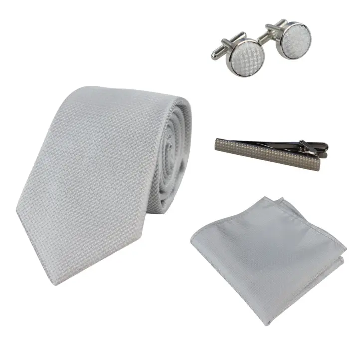 Diamond Neck Tie Gift Set Pocket Square Cuff Links Pin Tie For Shirt Satin - Image 16