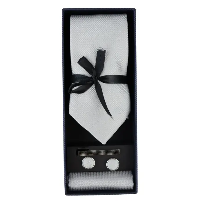 Diamond Neck Tie Gift Set Pocket Square Cuff Links Pin Tie For Shirt Satin - Image 18