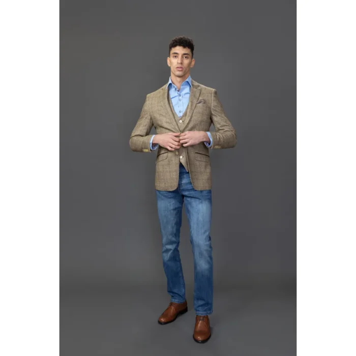 Men's Blazer Brown Check Sport Coat Slim Fit - Image 2