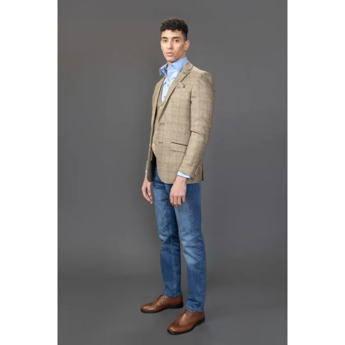 Men's Blazer Brown Check Sport Coat Slim Fit - Image 3
