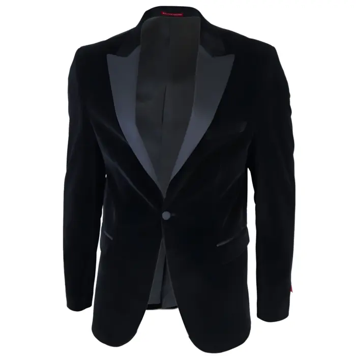 Mens Black Velvet Tuxedo Blazer Satin Peak Lapels Dinner Jacket Wedding Prom Black Tie - Image 6