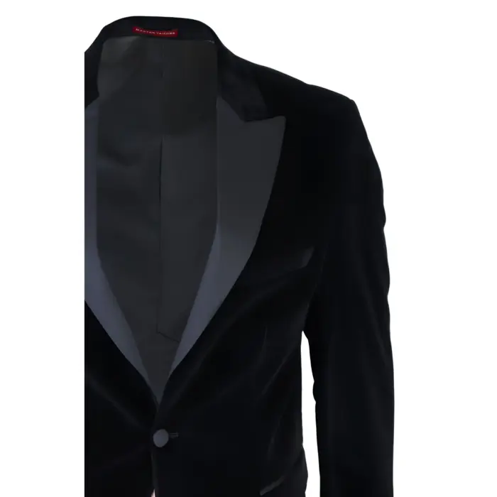 Mens Black Velvet Tuxedo Blazer Satin Peak Lapels Dinner Jacket Wedding Prom Black Tie - Image 5