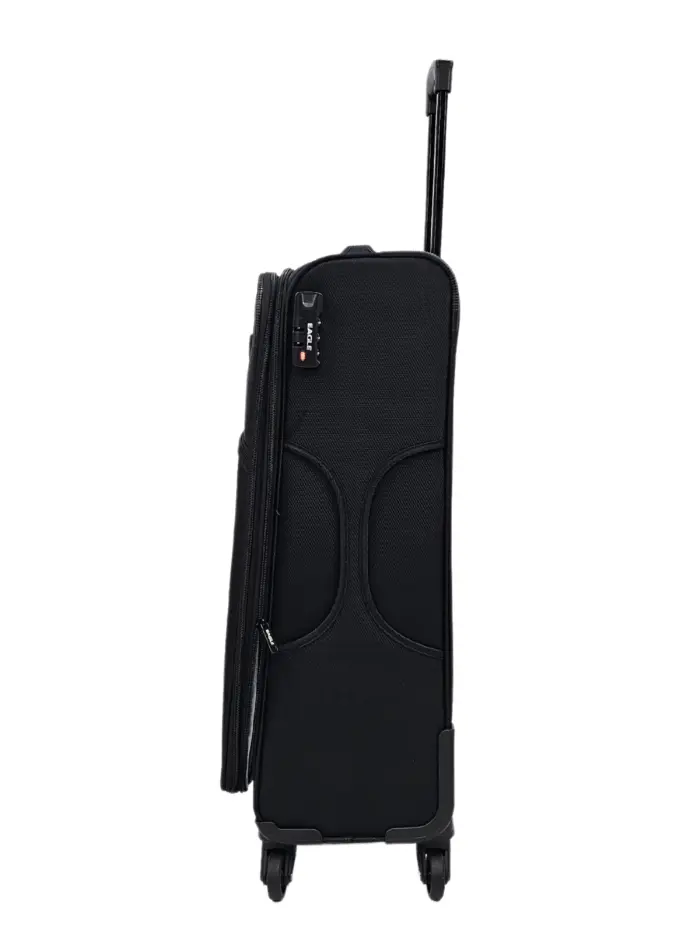 Soft Case Suitcase 4 Wheels Cabin Check In Hand Luggage Trolley Pin Combination Zipped Compartments - Image 18