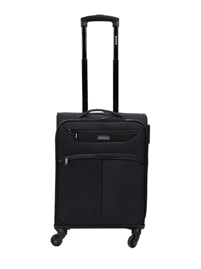 Soft Case Suitcase 4 Wheels Cabin Check In Hand Luggage Trolley Pin Combination Zipped Compartments - Image 1