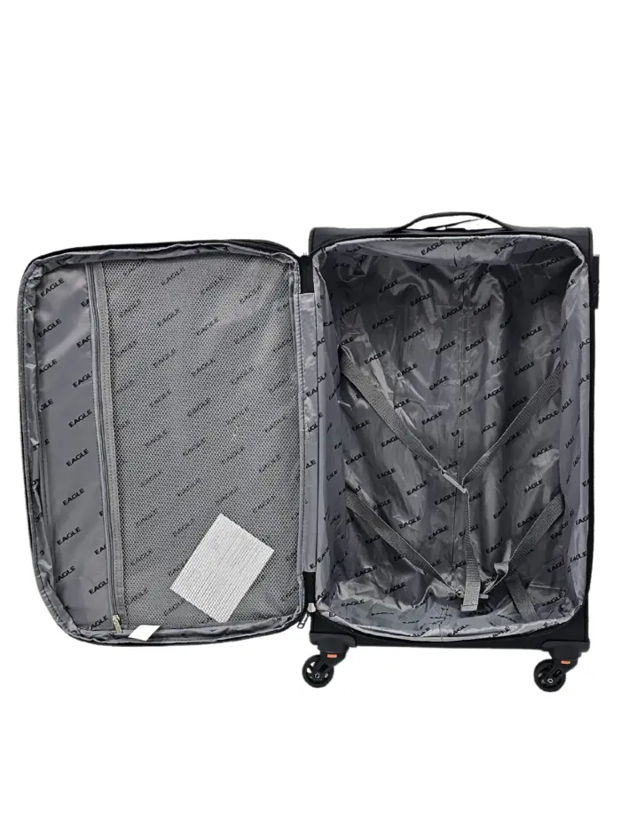 Soft Case Suitcase 4 Wheels Cabin Check In Hand Luggage Trolley Pin Combination Zipped Compartments - Image 5