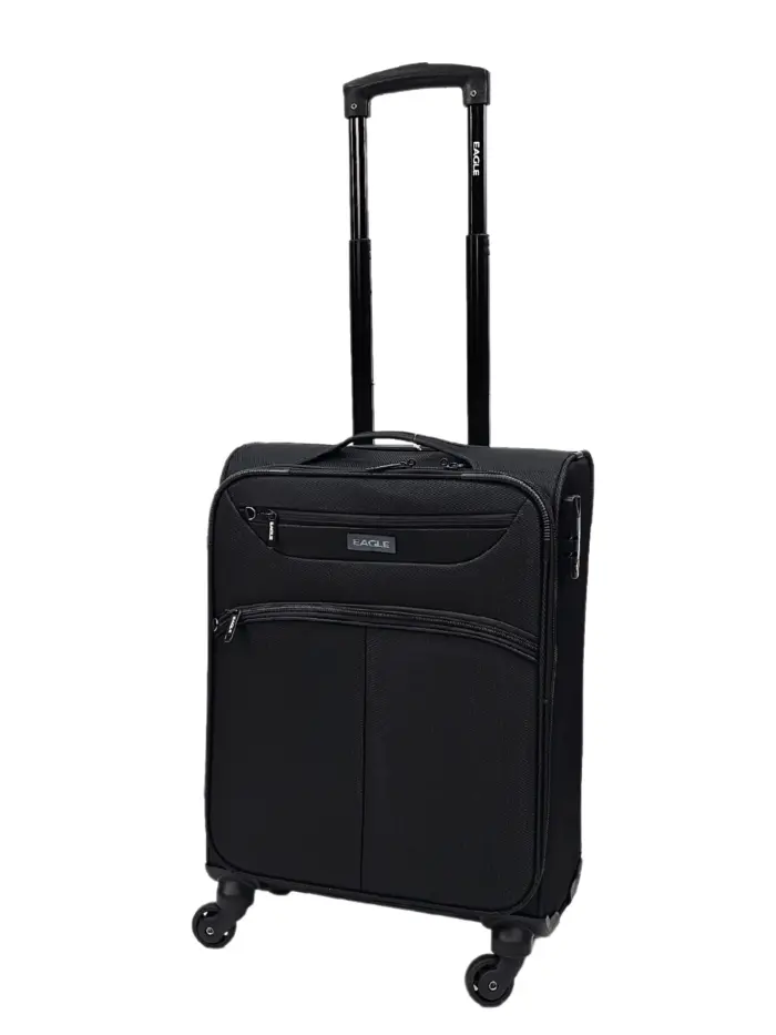 Soft Case Suitcase 4 Wheels Cabin Check In Hand Luggage Trolley Pin Combination Zipped Compartments - Image 2