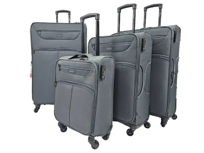 Soft Case Suitcase 4 Wheels Cabin Check In Hand Luggage Trolley Pin Combination Zipped Compartments - Image 62
