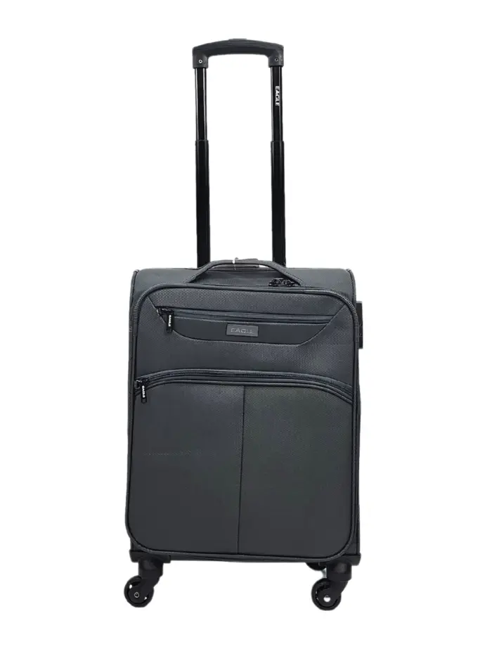 Soft Case Suitcase 4 Wheels Cabin Check In Hand Luggage Trolley Pin Combination Zipped Compartments - Image 6