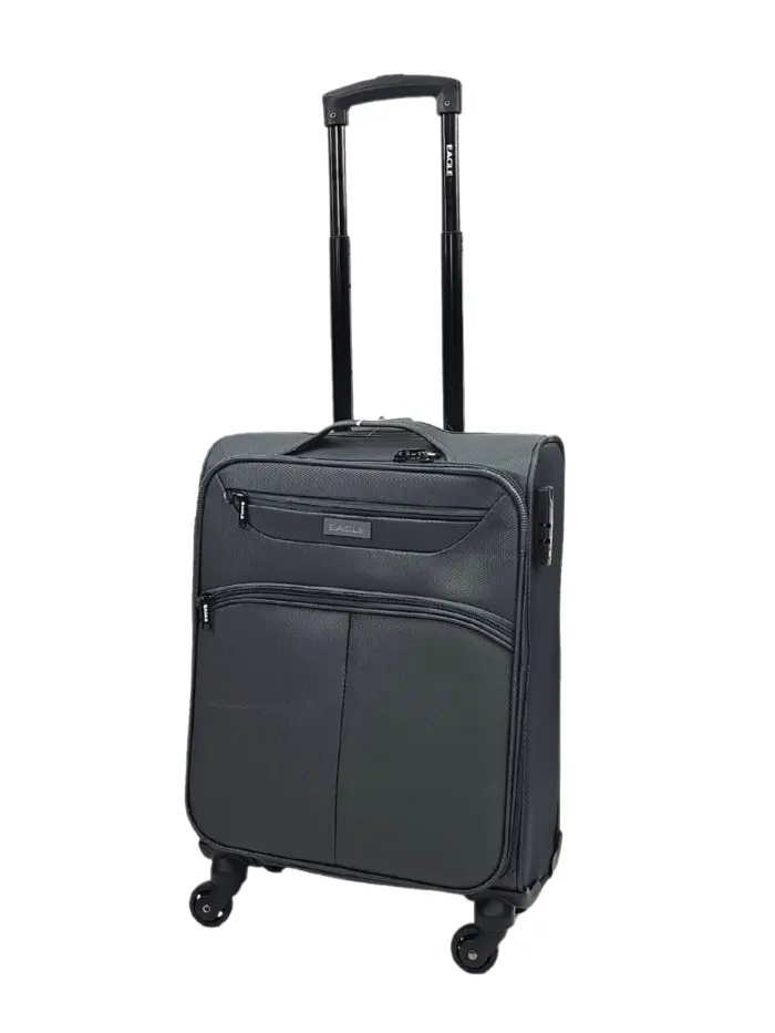 Soft Case Suitcase 4 Wheels Cabin Check In Hand Luggage Trolley Pin Combination Zipped Compartments - Image 7