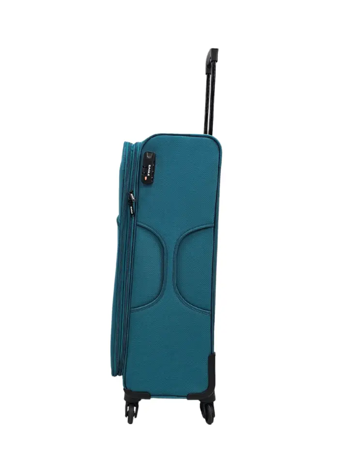 Soft Case Suitcase 4 Wheels Cabin Check In Hand Luggage Trolley Pin Combination Zipped Compartments - Image 43