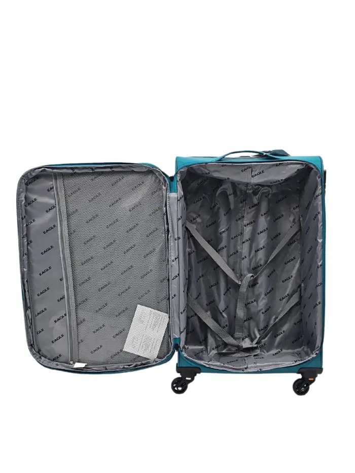 Soft Case Suitcase 4 Wheels Cabin Check In Hand Luggage Trolley Pin Combination Zipped Compartments - Image 15