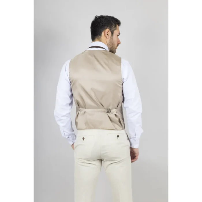 TruClothing TP-21 - Men's Beige 3 Piece Linen Summer Suit - Image 6