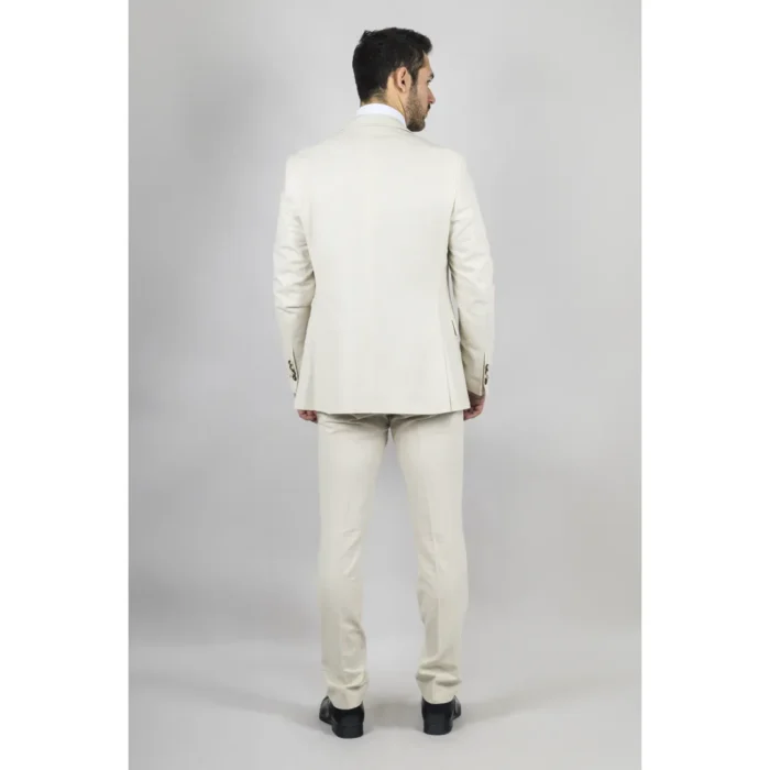 TruClothing TP-21 - Men's Beige 3 Piece Linen Summer Suit - Image 7