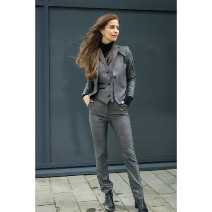 Women's Suit 3 Piece Grey Prince Of Wales Check Tailored Fit Business Formal Ladies Dress - Image 2