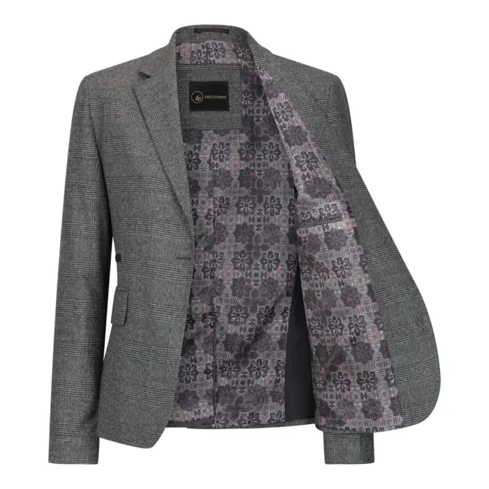 Women's Suit 3 Piece Grey Prince Of Wales Check Tailored Fit Business Formal Ladies Dress - Image 6