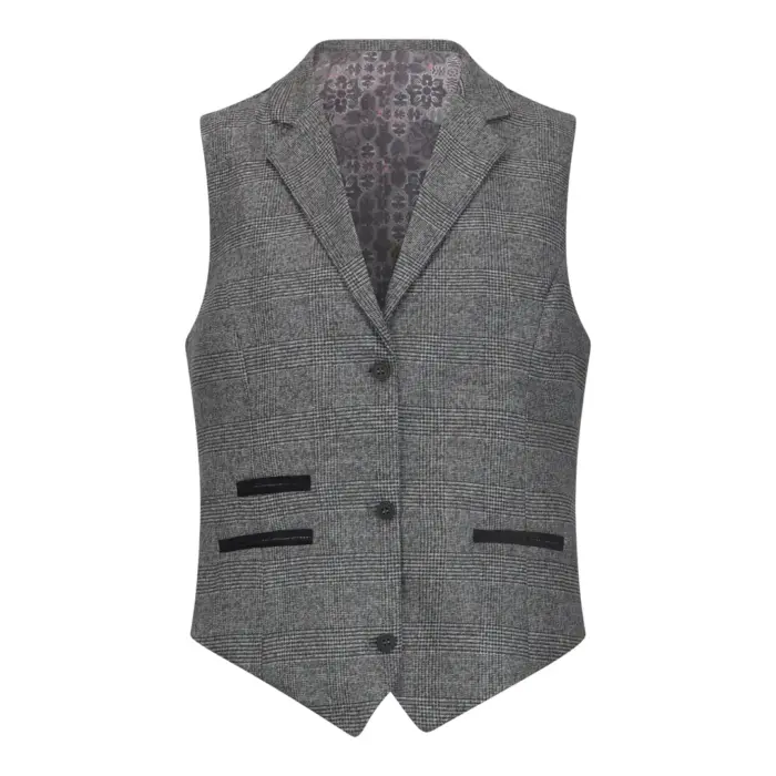 Women's Suit 3 Piece Grey Prince Of Wales Check Tailored Fit Business Formal Ladies Dress - Image 4