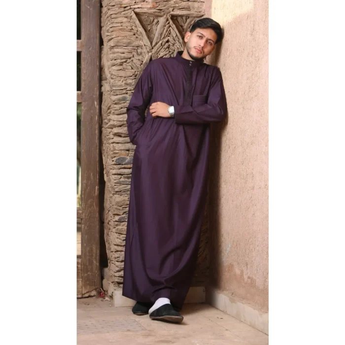 Mens Thobe Jubba Nehru Stand Collar Islamic Clothing Muslim Cotton Kaftan Embroidery Eid Robe Saudi - Image 43