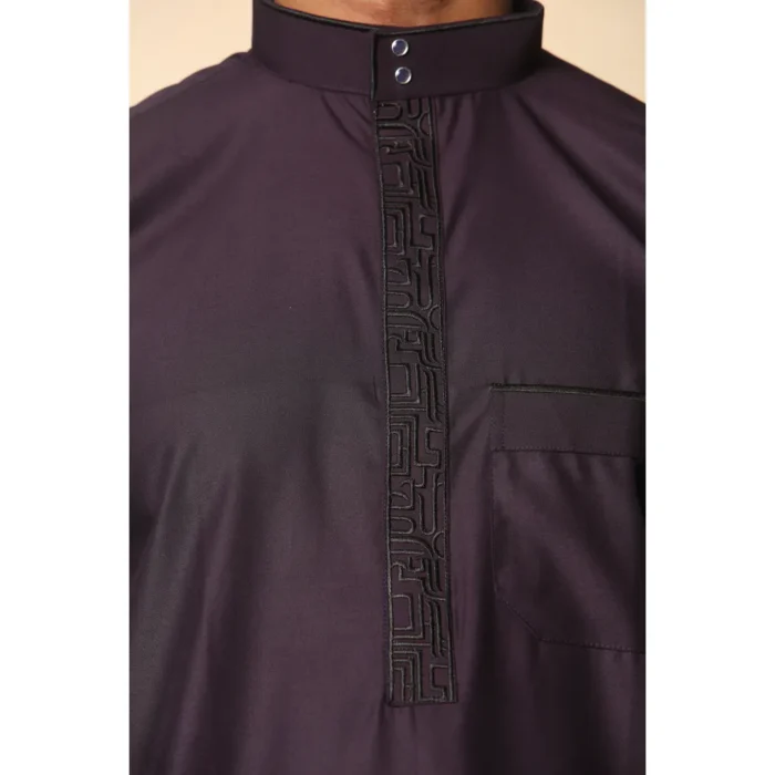 Mens Thobe Jubba Nehru Stand Collar Islamic Clothing Muslim Cotton Kaftan Embroidery Eid Robe Saudi - Image 41